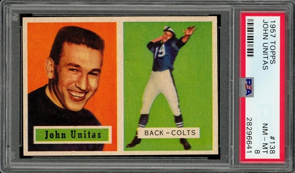 1957 Topps #138 Johnny Unitas Rookie Card – PSA NM-MT 8